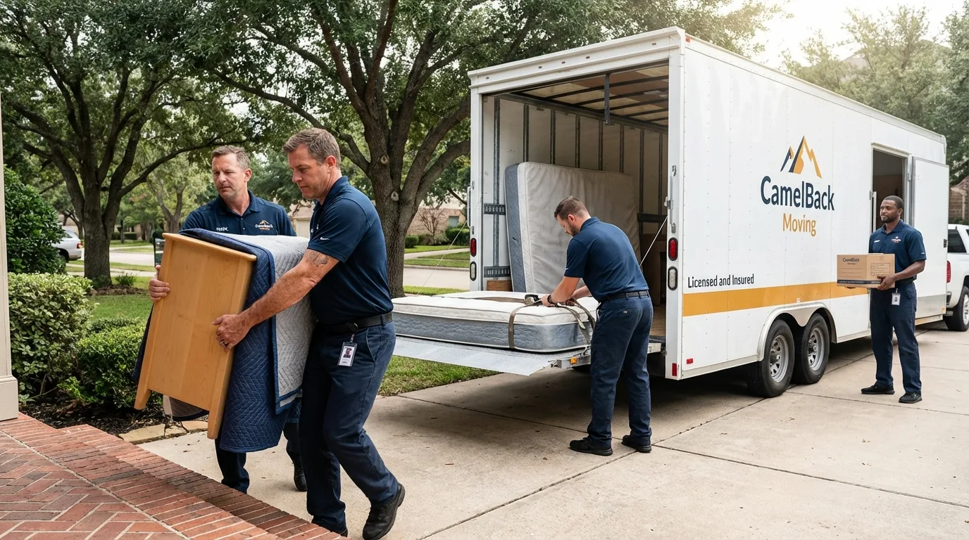 Crew loading residential truck for cross-state move from Garretson, SD