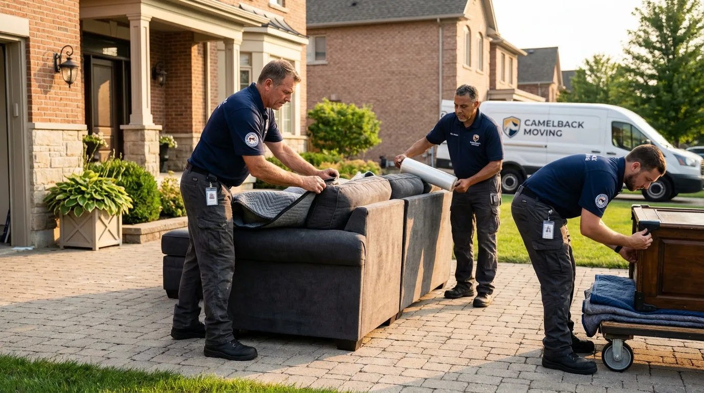 Large estate moving crew wrapping furniture in Garretson, SD